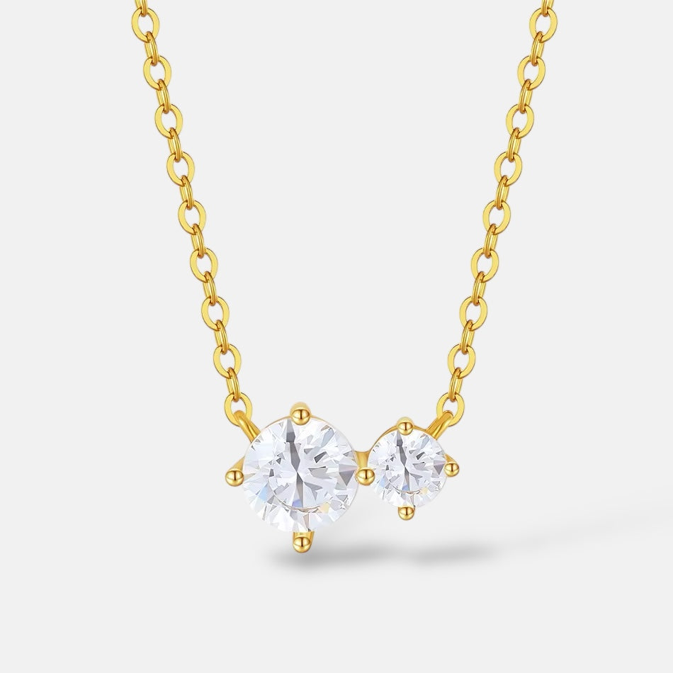 Elegant Double zirconia Pendant Necklace
