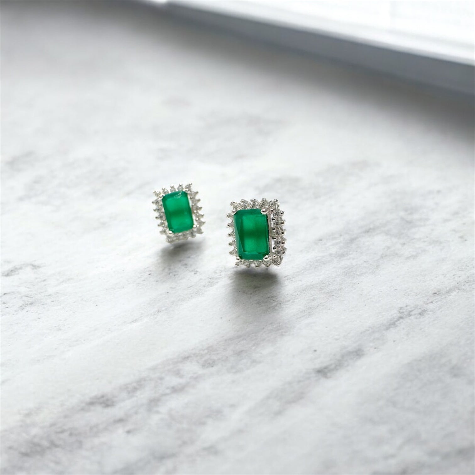 Emerald Zirconia Stud Earrings