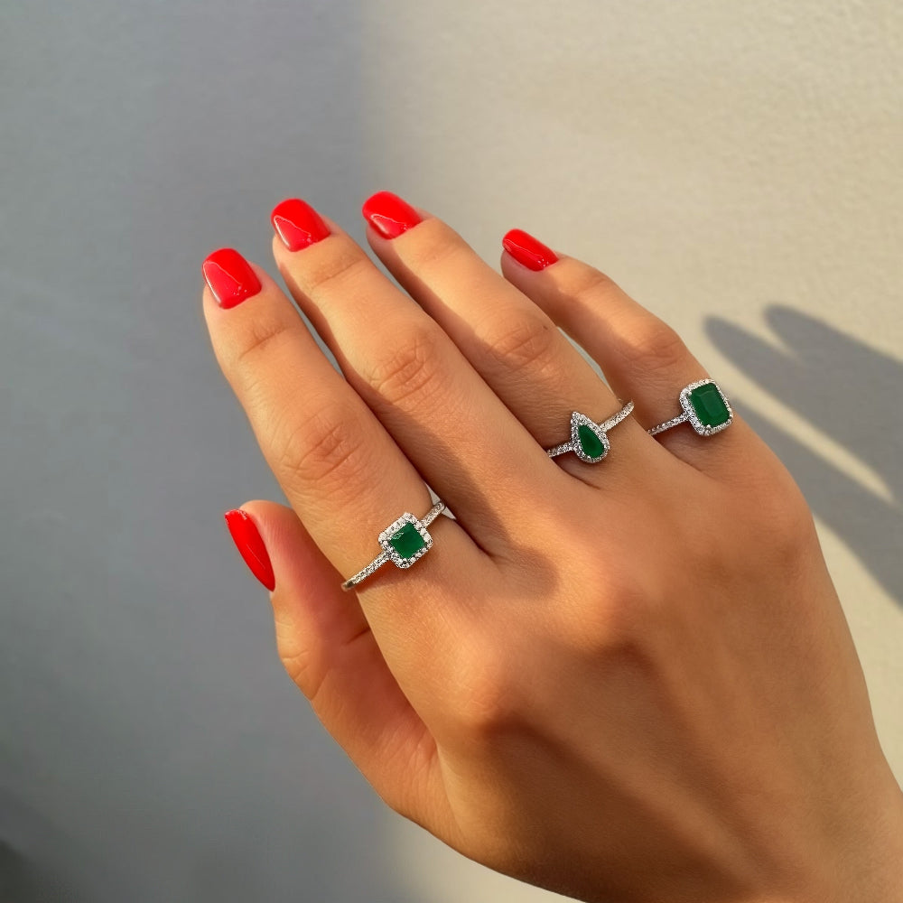 Emerald Fusion Rectangle Zirconia Ring [Villa Valentina]