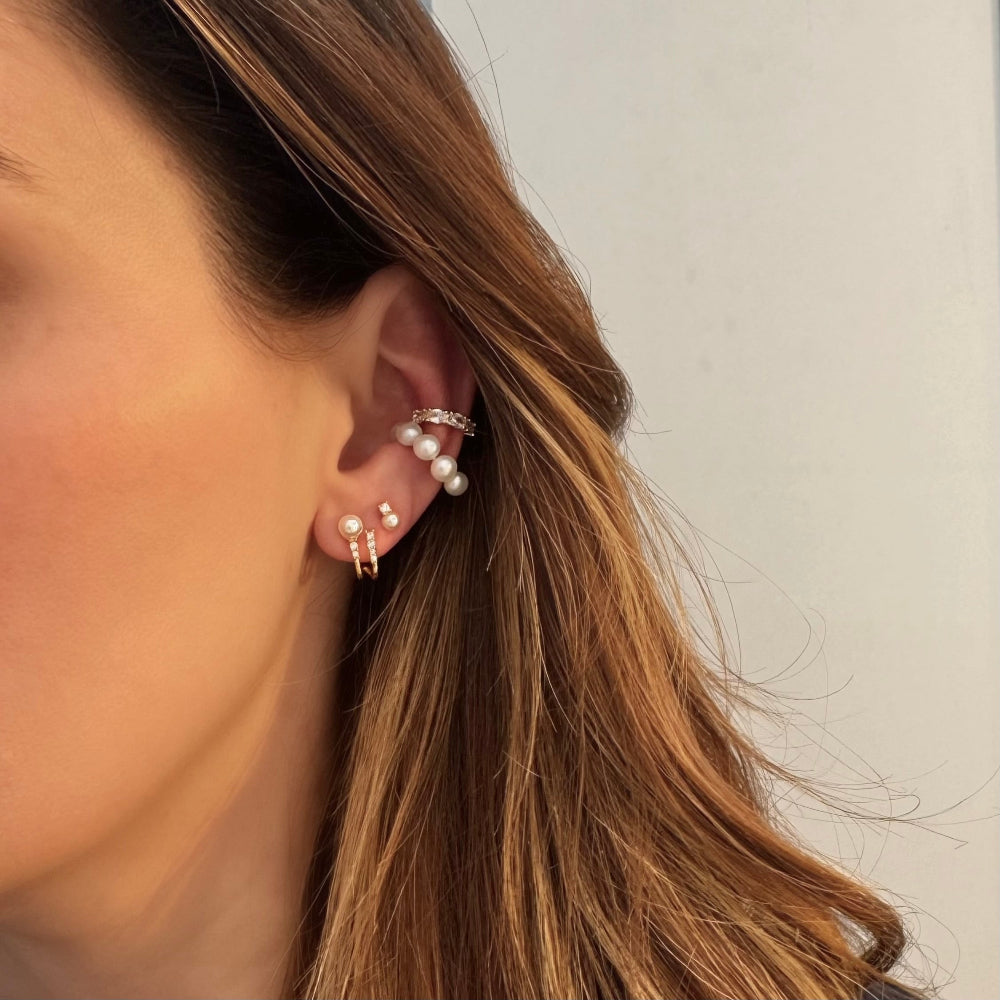 Mixed Zirconia & Shell Pearl Earrings [Villa Valentina]