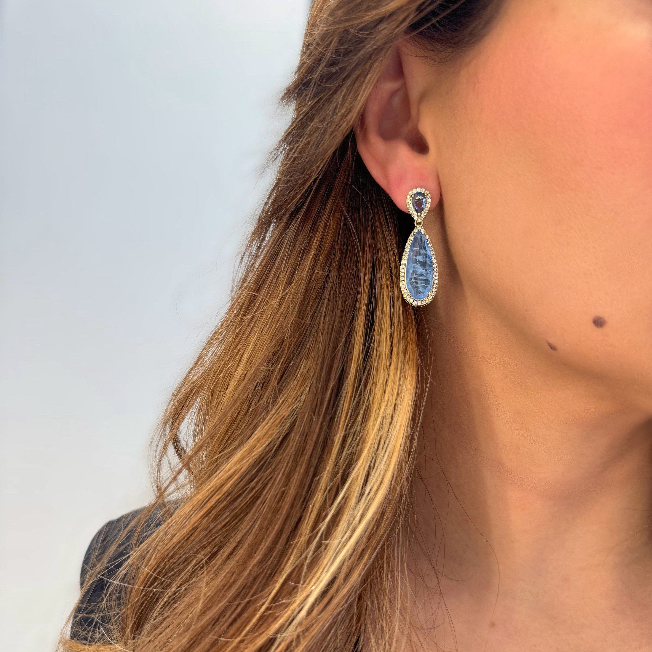 Topaz Zirconia Long Drop Earrings