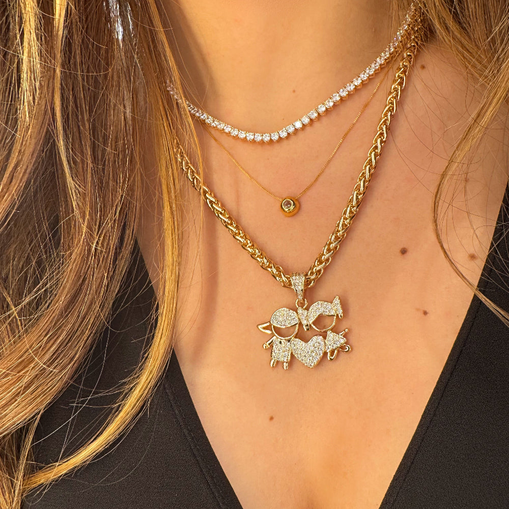 Couple Zirconia Pendant Necklace