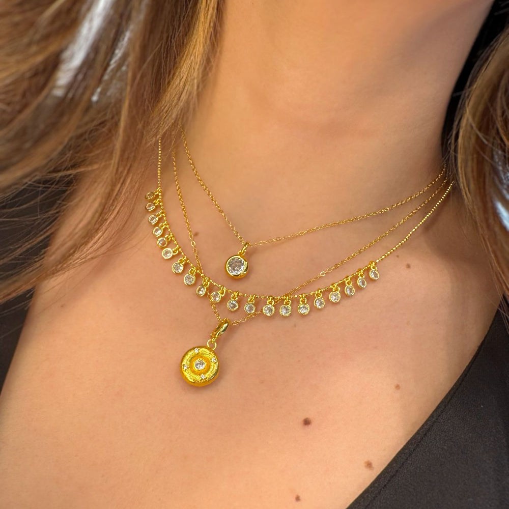Dangling Zirconia Pendants Necklace