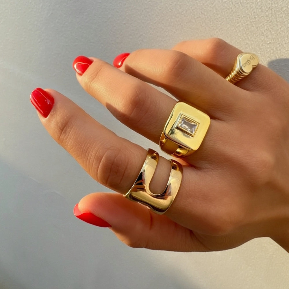 Square Cubic Zirconia Ring [Villa Valentina]