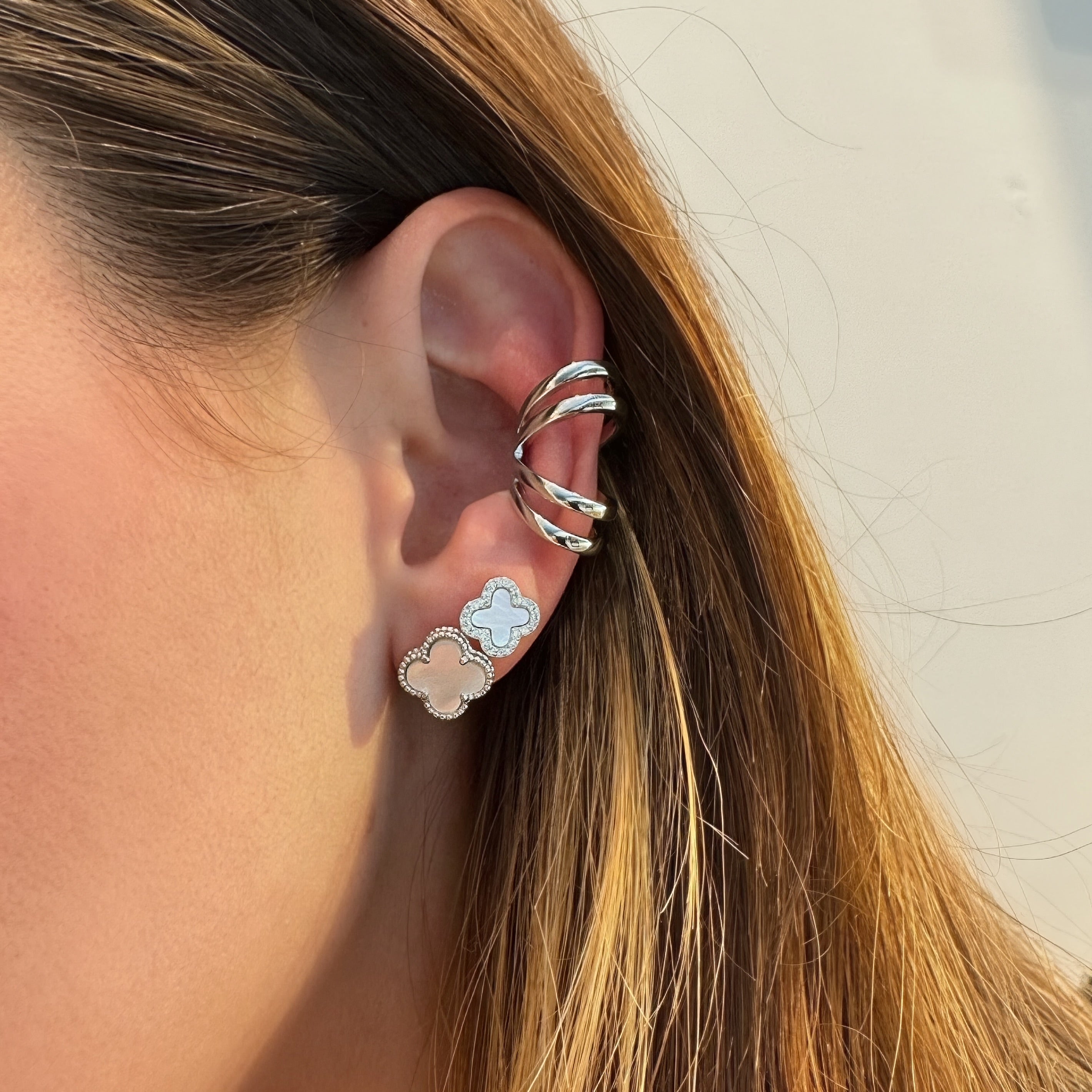 Mother of Pearl Clover Stud Earrings [Villa Valentina]