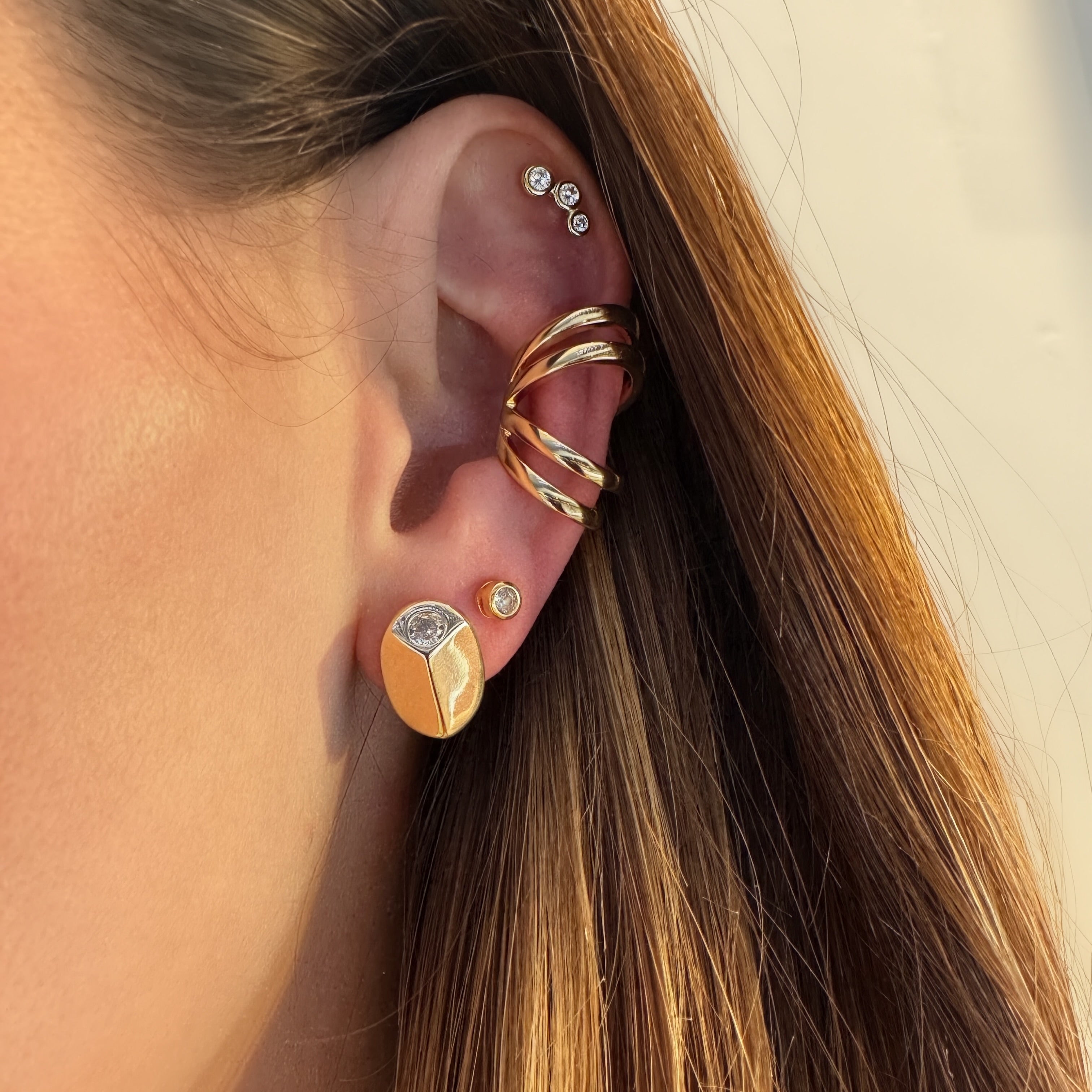 Rectangle Cubic Zirconia Stud Earrings [Villa Valentina]