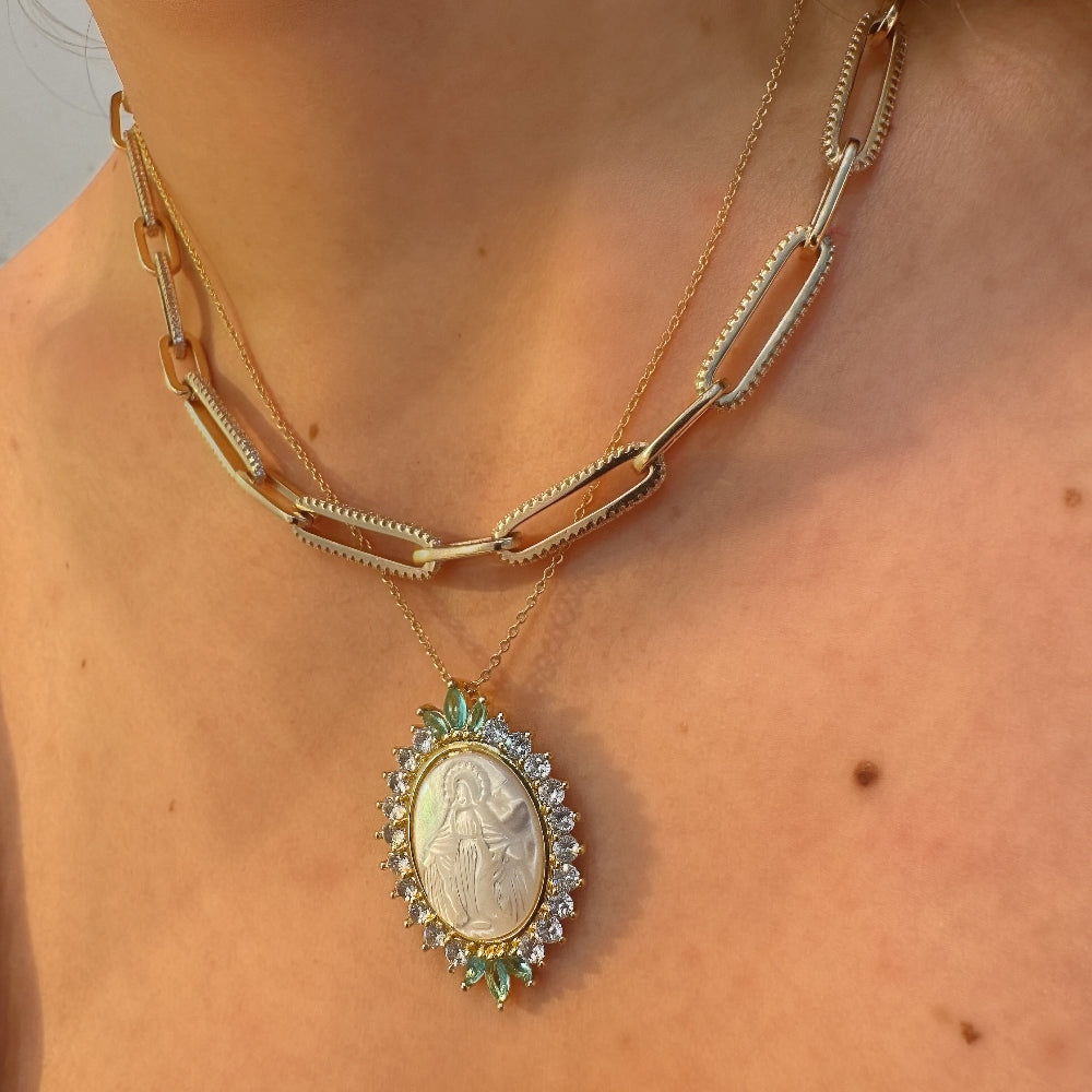 Mother of Pearl Medal Necklace [Villa Valentina]