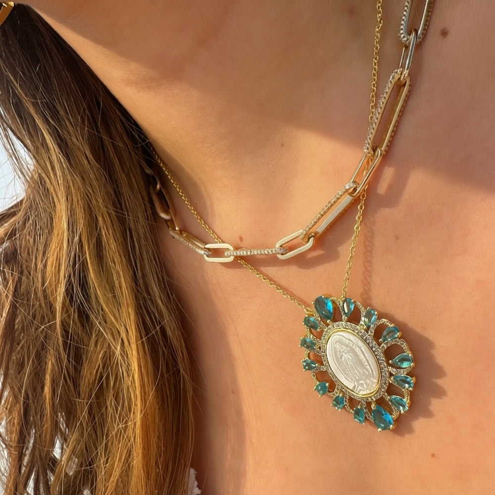 Tourmaline Our Lady Medal Necklace [Villa Valentina]