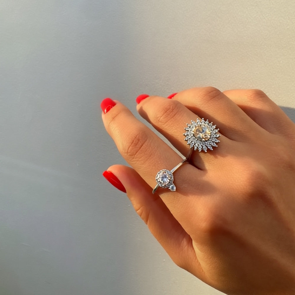 Morganite and Cubic Zirconia Ring [Villa Valentina]