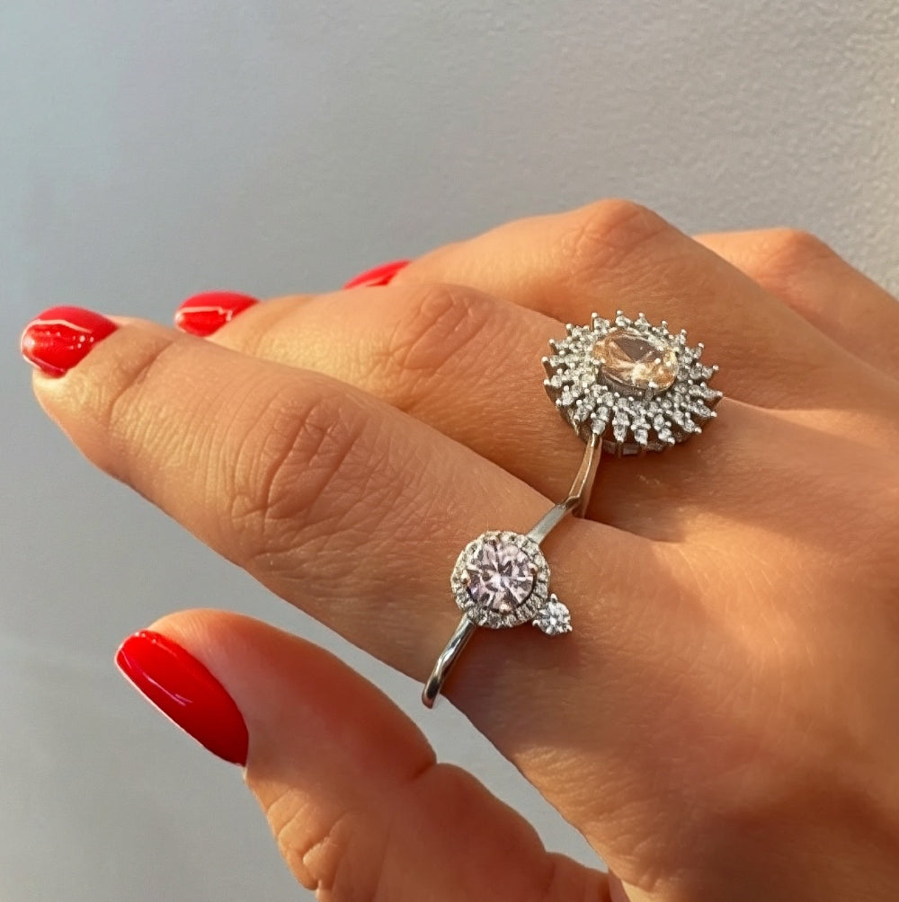 Morganite and Cubic Zirconia Ring [Villa Valentina]