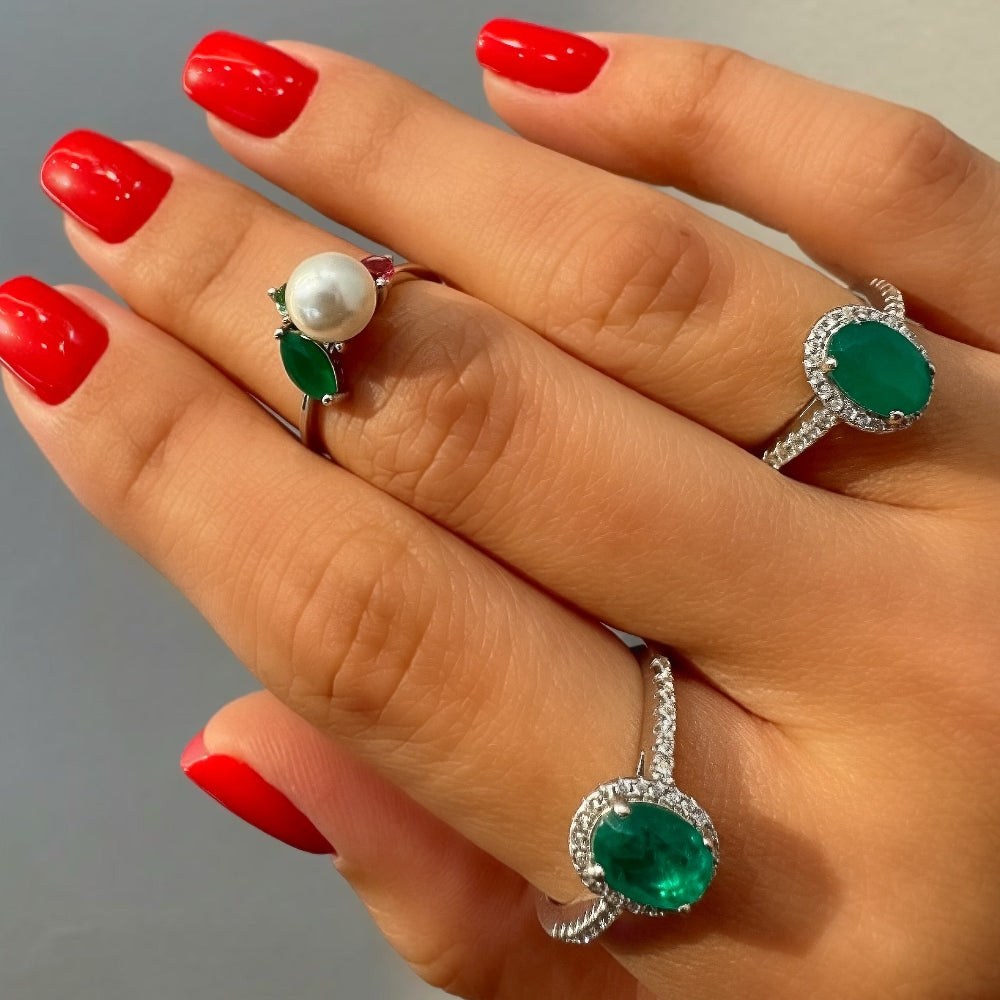 Emerald Solitaire Zirconia Ring [Villa Valentina]