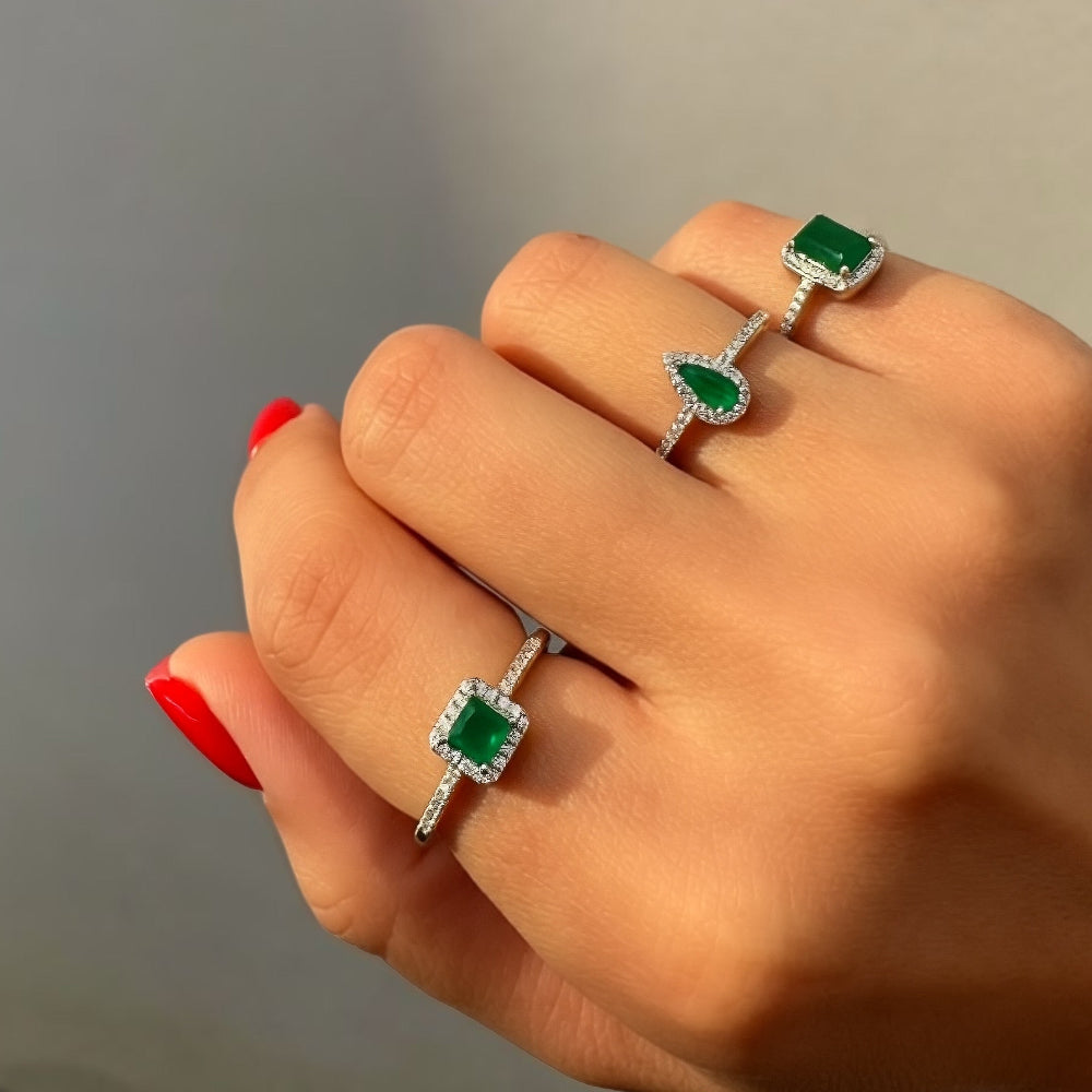 Emerald Fusion Rectangle Zirconia Ring [Villa Valentina]