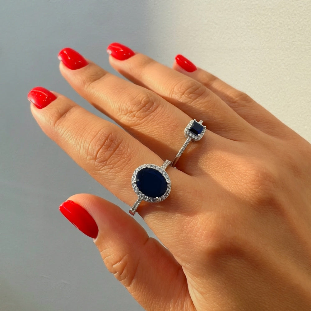 Square Sapphire Zirconia Ring [Villa Valentina]