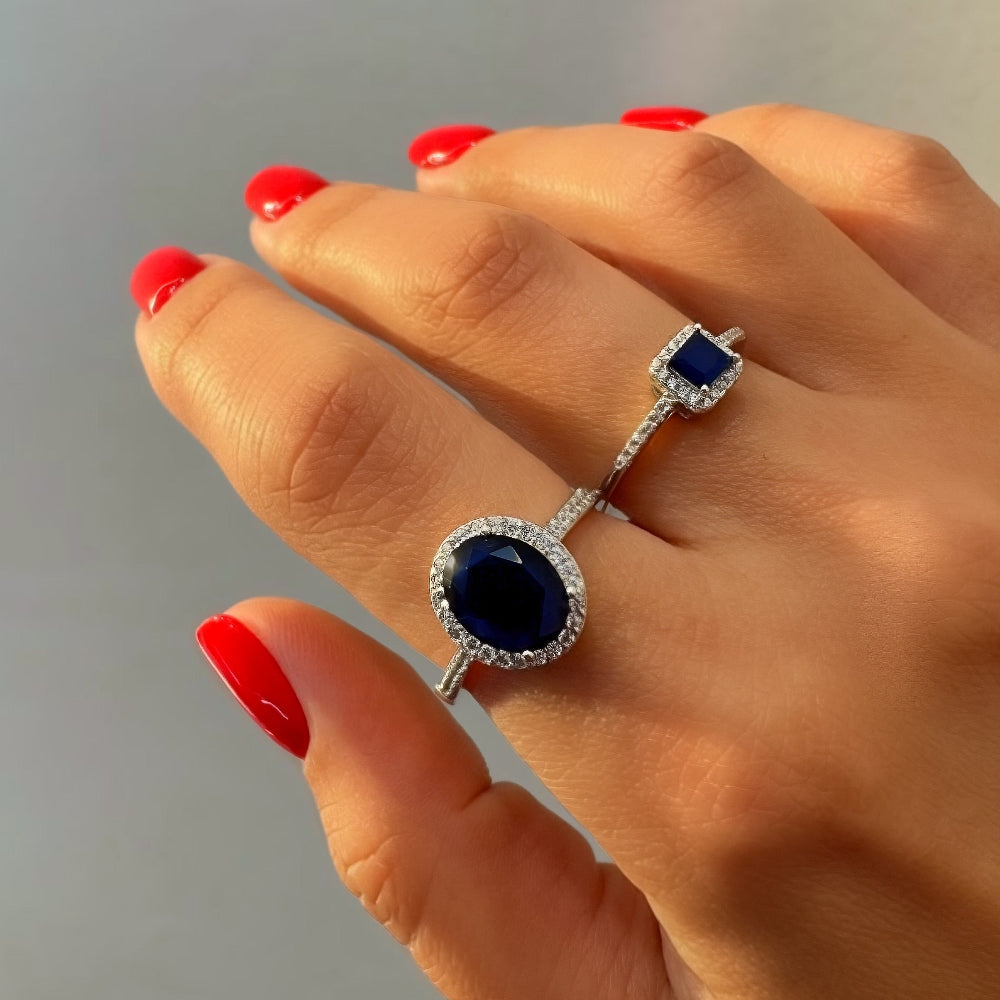 Square Sapphire Zirconia Ring [Villa Valentina]