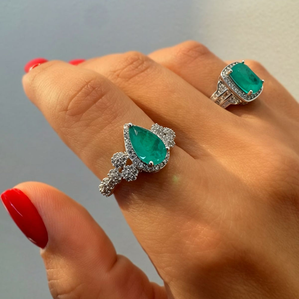 Rectangle Tourmaline Zirconia Ring [Villa Valentina]