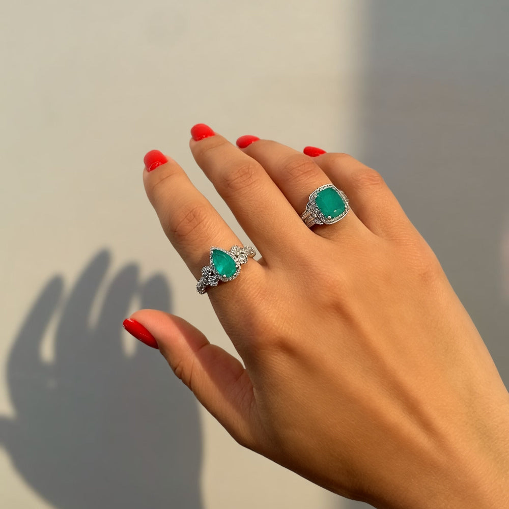 Rectangle Tourmaline Zirconia Ring [Villa Valentina]