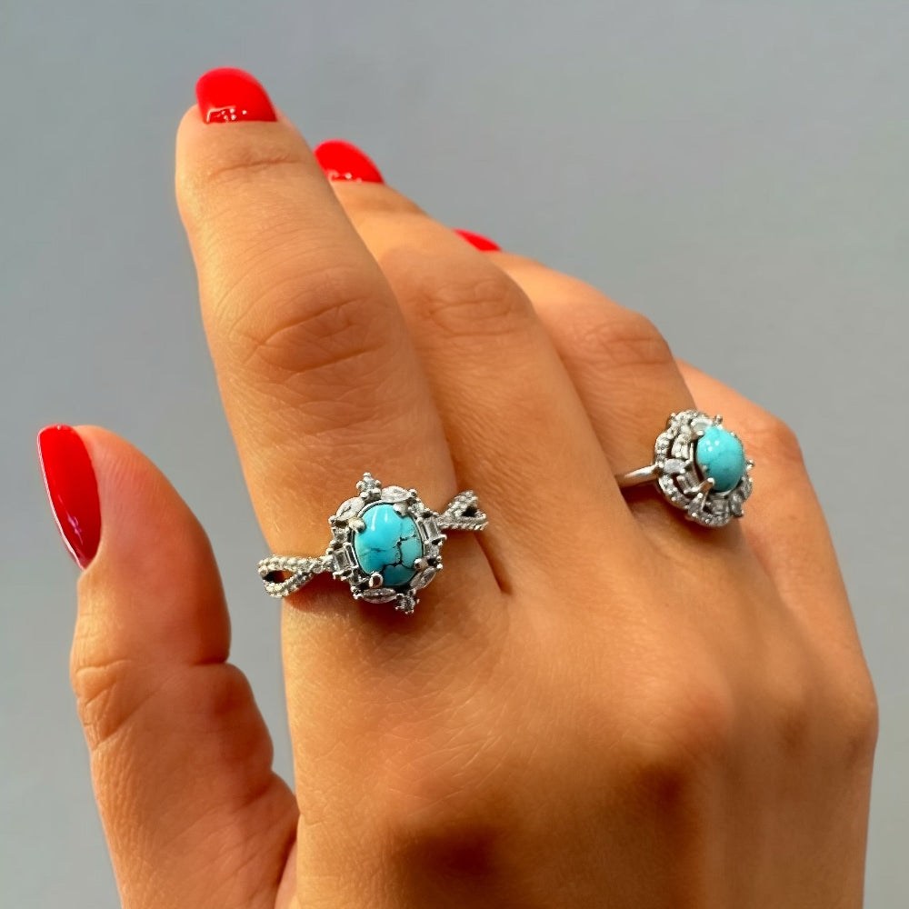 Oval Turquoise Zirconia Ring [Villa Valentina]