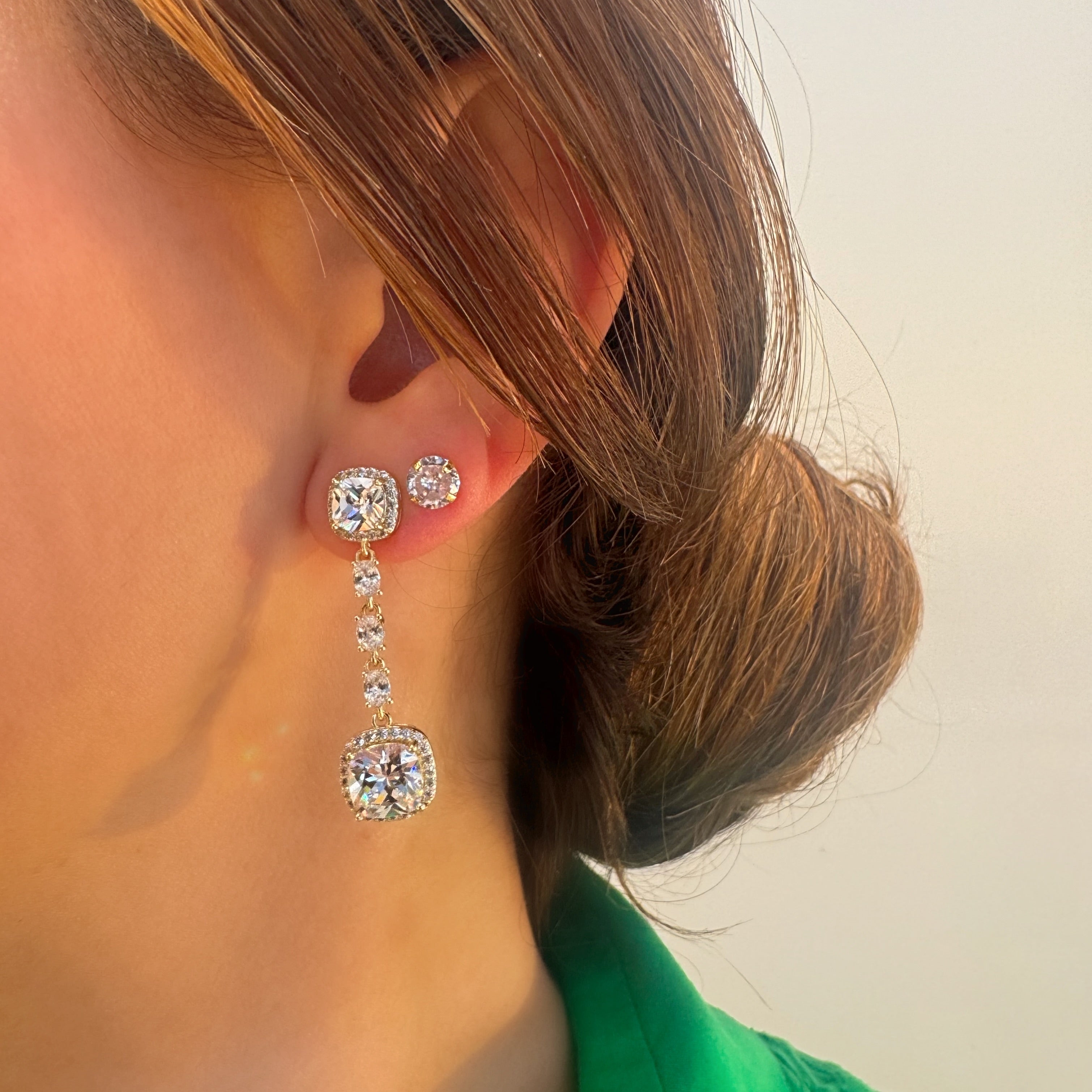 Long Zirconia Square Earrings [Villa Valentina]