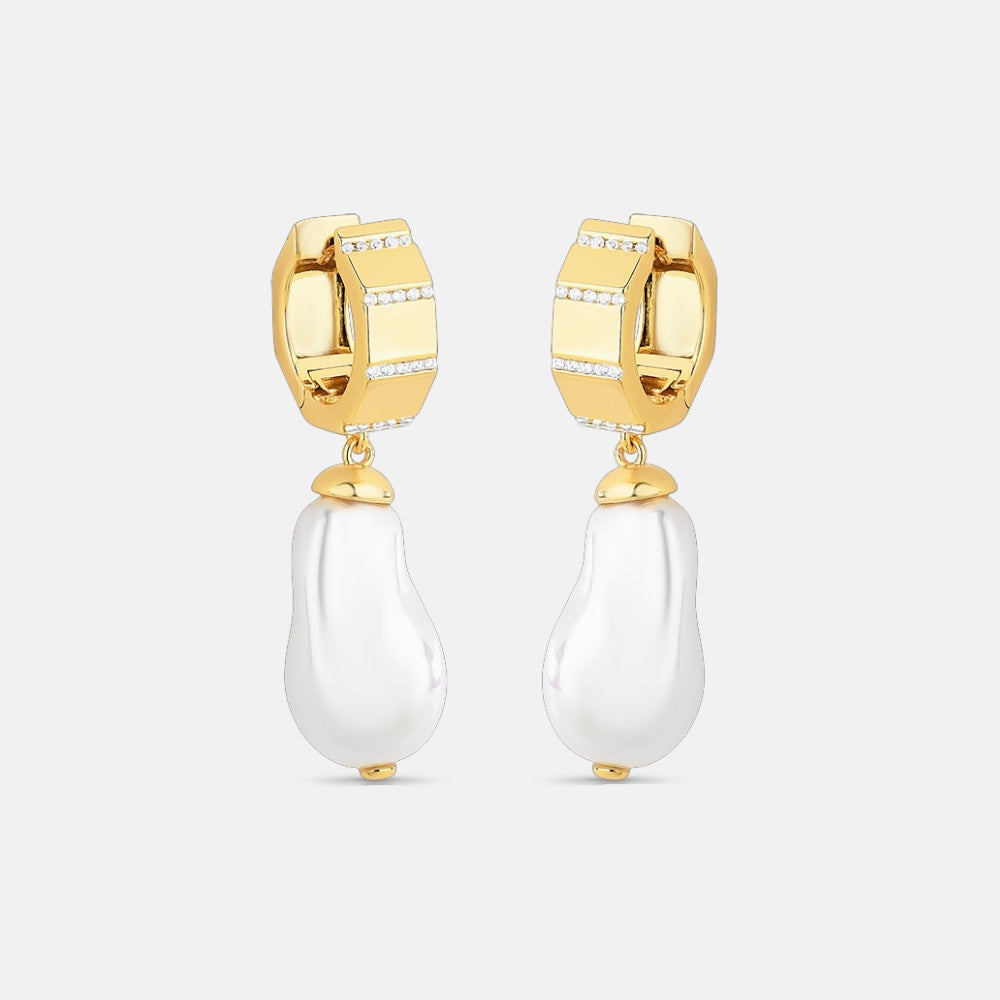 Freshwater Pearl & Cubic Zirconia Dangle Earrings