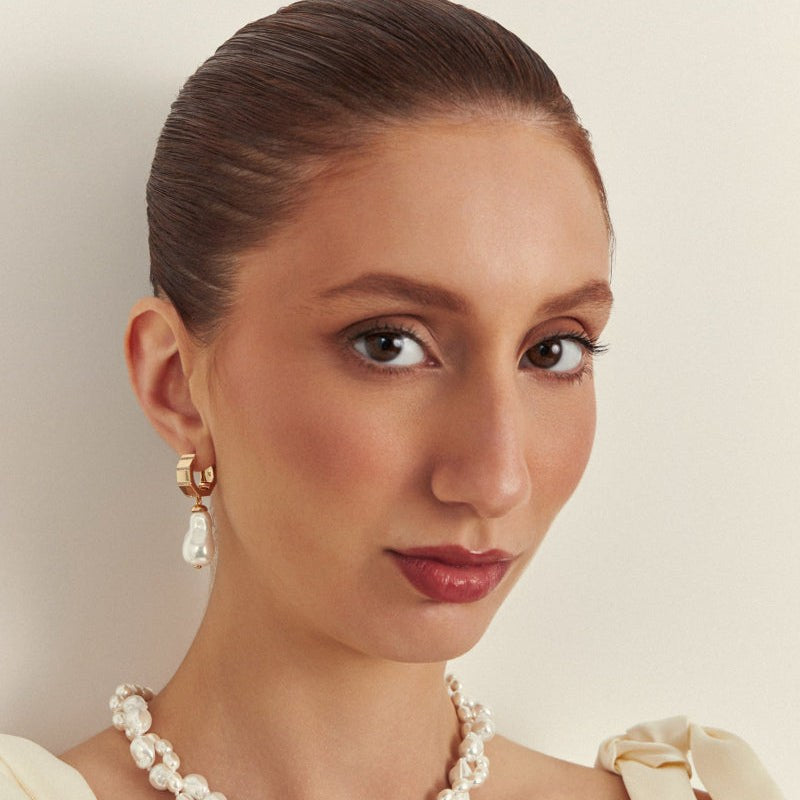Freshwater Pearl & Cubic Zirconia Dangle Earrings