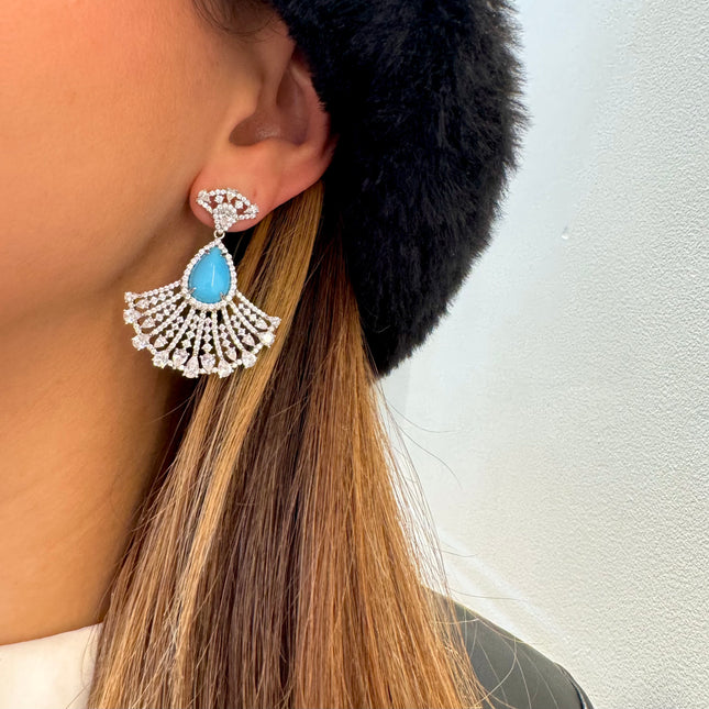 Turquoise and zirconia earrings