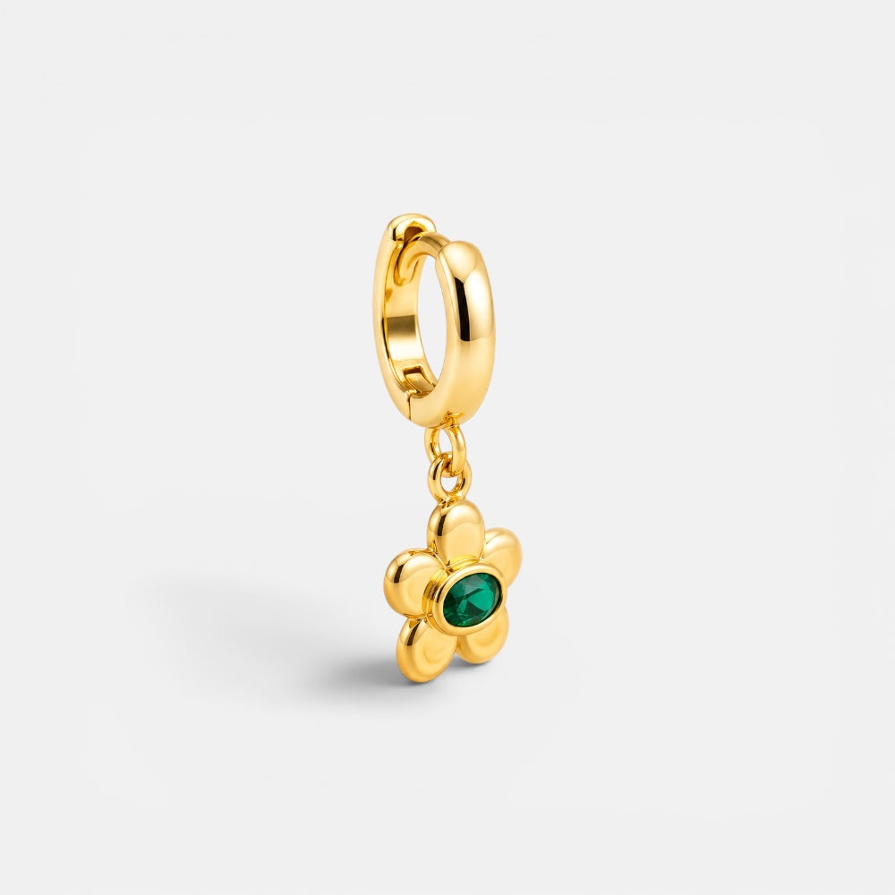 Gold Plated Emerald Zirconia Flower Charm 