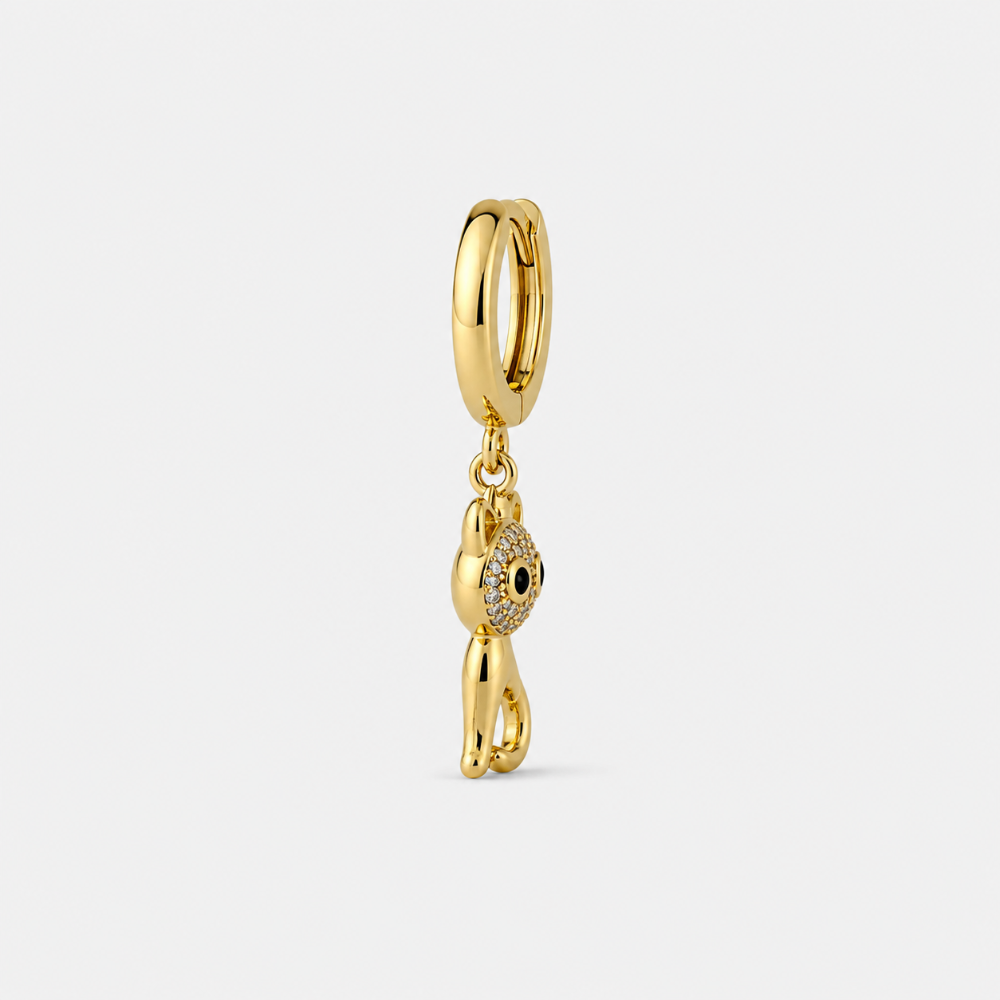 Gold plated cat charm jewellery detail