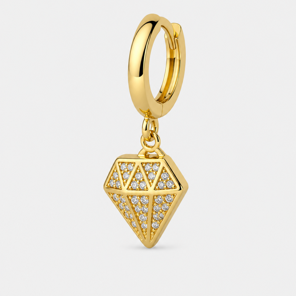 Gold plated diamond shaped zirconia charm