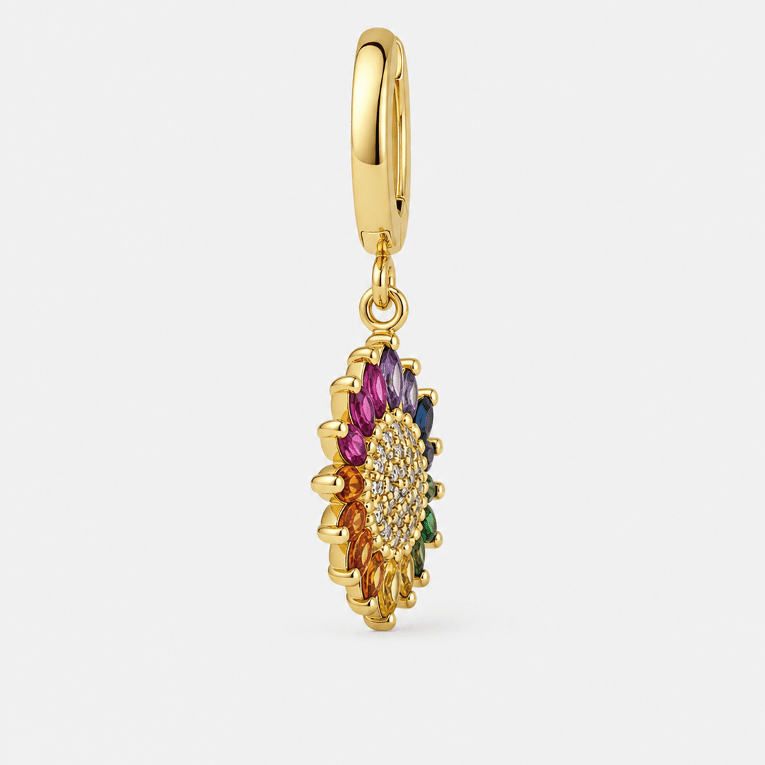 Gold plated multicolour charm jewellery detail