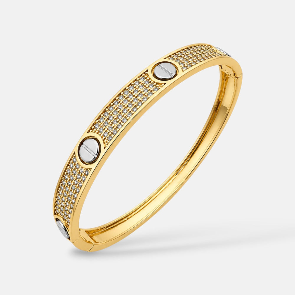 Gold plated zirconia bangle bracelet detail