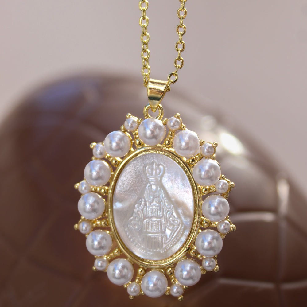Our Lady of Pearls Mother of Pearl Pendant necklace