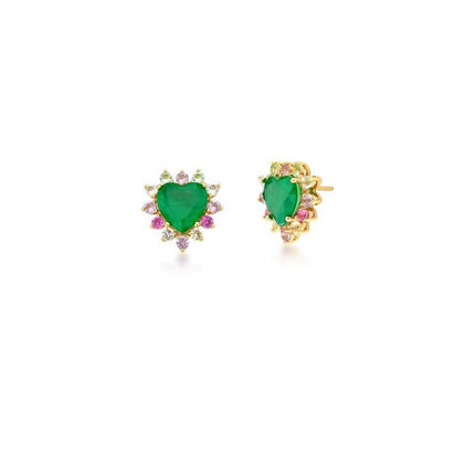 Heart colour zirconia fusion emerald set
