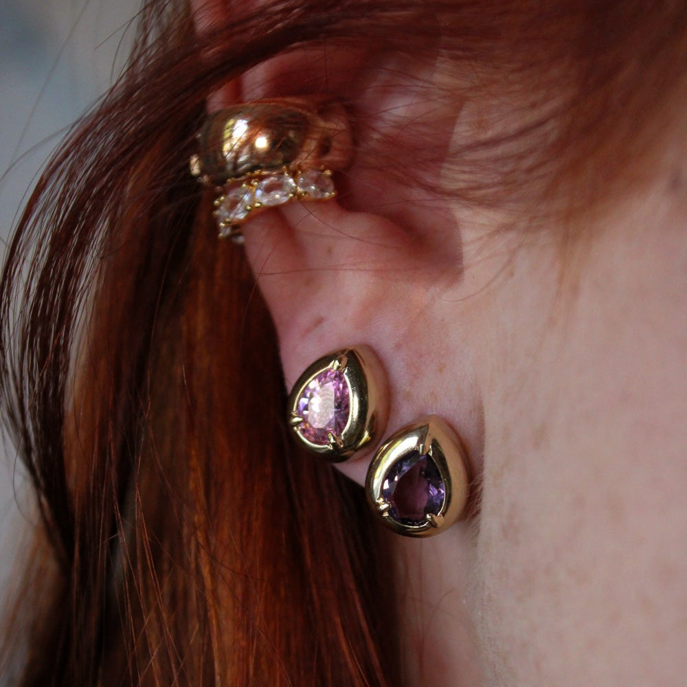 Gold October Birthstone Teardrop Earrings