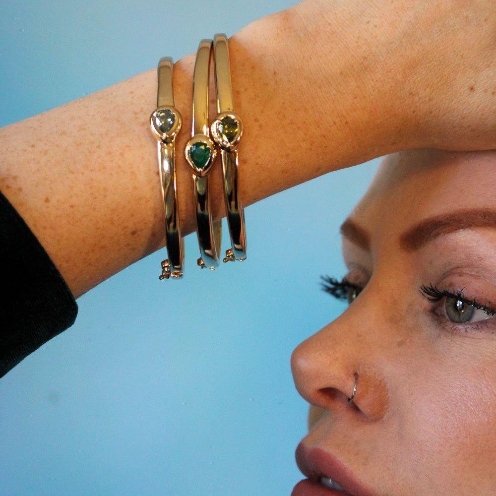 Birthstone gold bangle. Bangles stack
