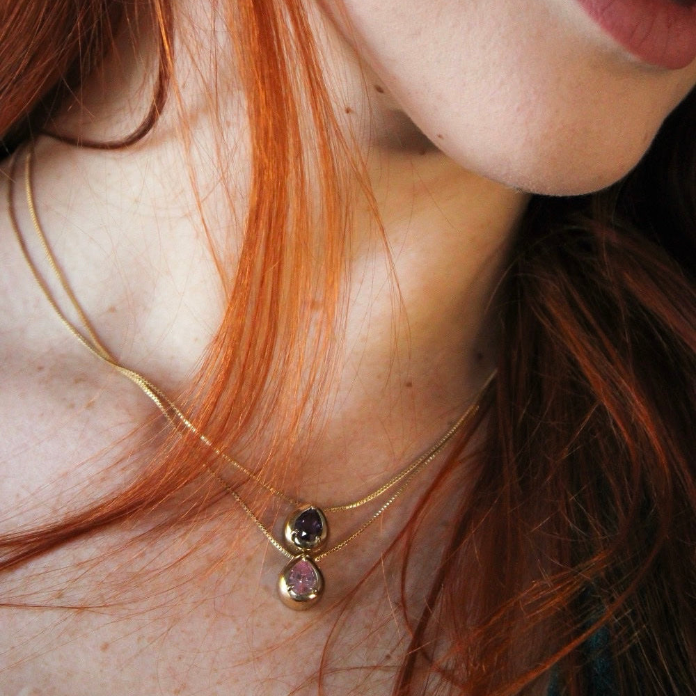 October birthstone necklace. Pink October birthstone necklace