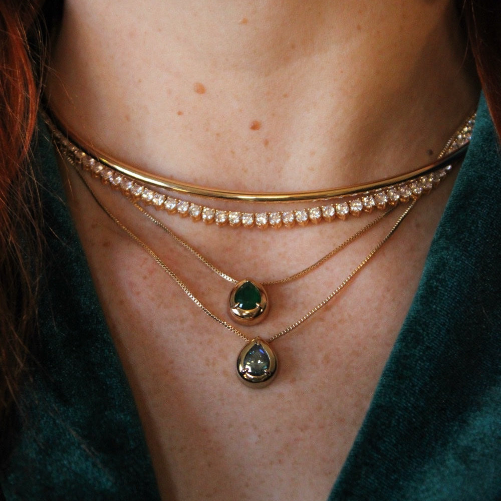 Emerald birthstone necklace. May birthstone gold necklace 