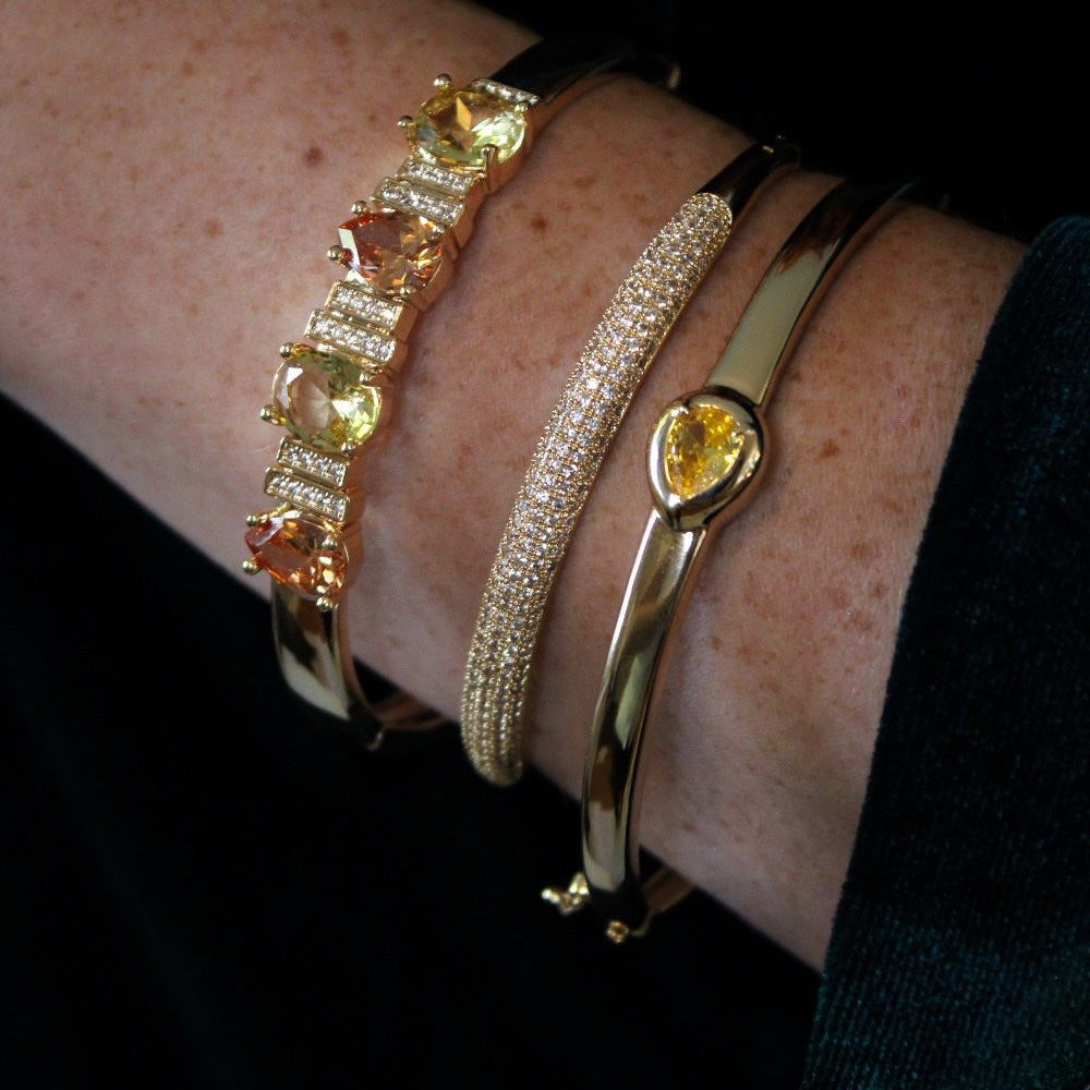 Gold bangle stack
