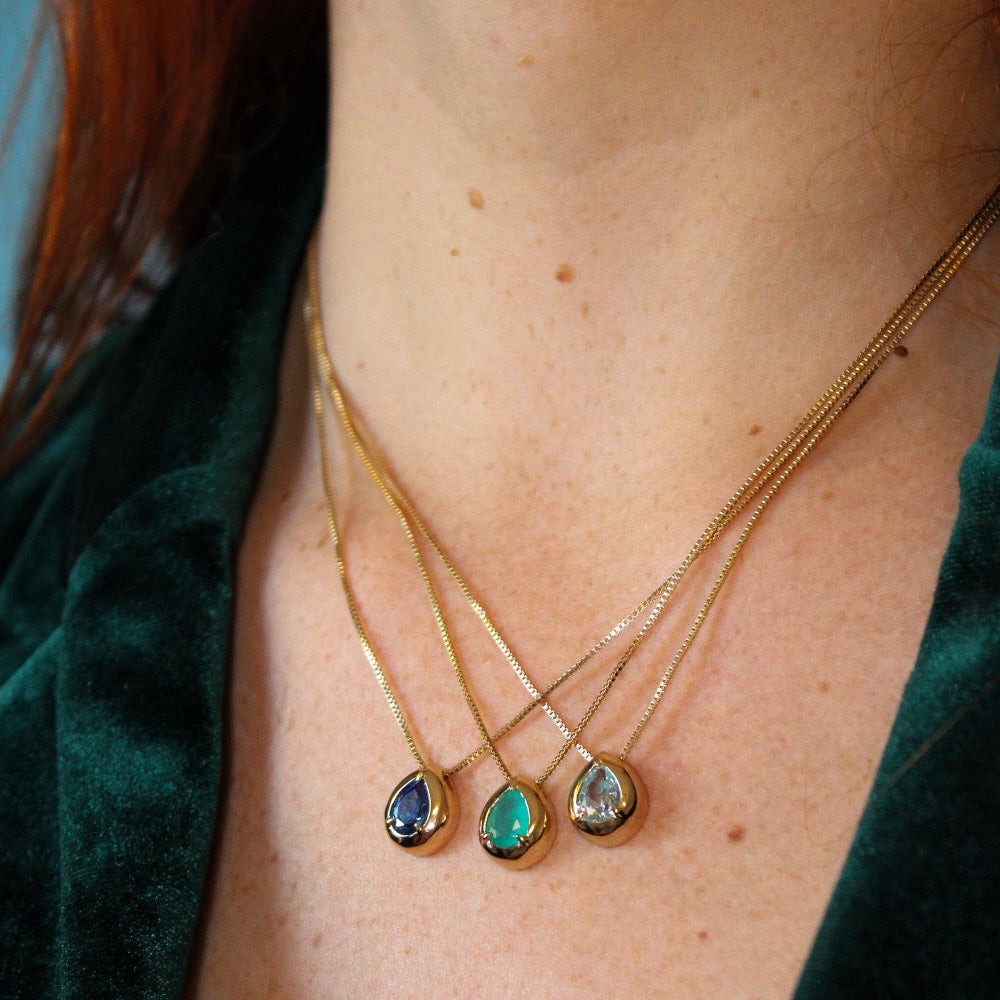 Aquamarine march birthstone necklace