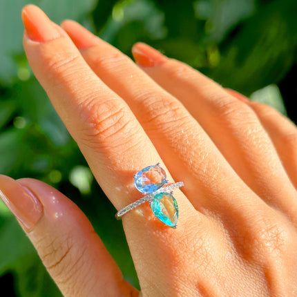 Drop crystal ring