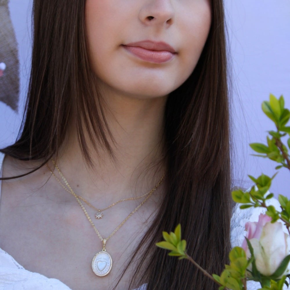 Mother of Pearl Sacred Heart Necklace