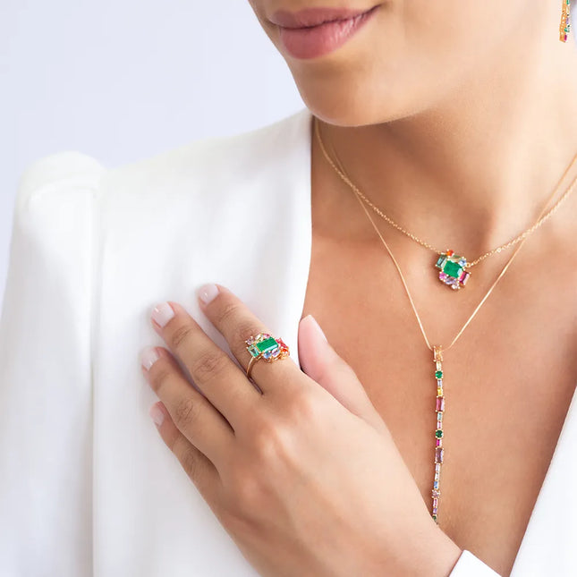 Colourful crystal ring