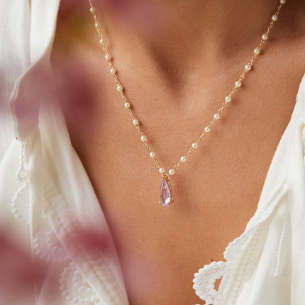 Crystal colourful and baroque pearl necklace