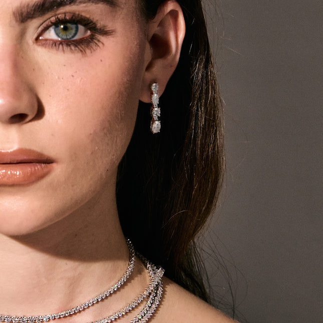 Sterling Silver Tennis Riviera zirconia necklace