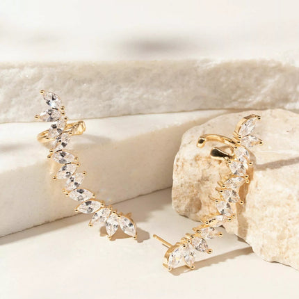Long ear cuff zirconia earrings