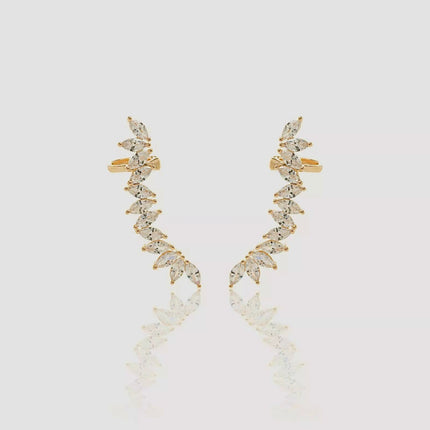 Long ear cuff zirconia earrings