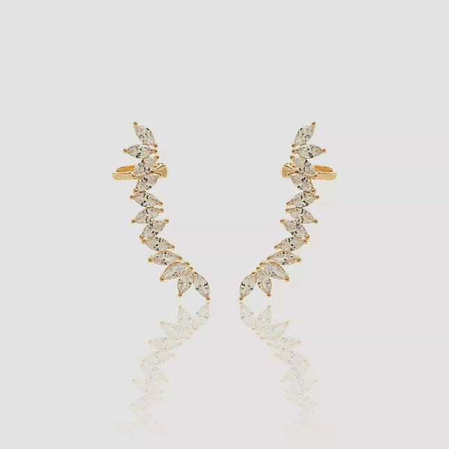 Long ear cuff zirconia earrings