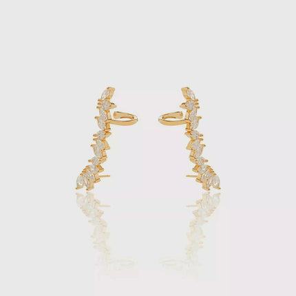 Long ear cuff zirconia earrings