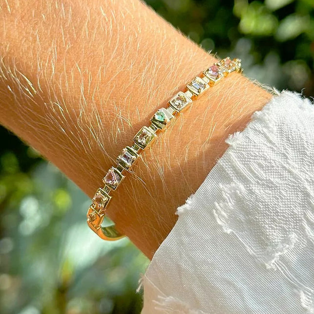 Lady gold and colourful crystals bracelet