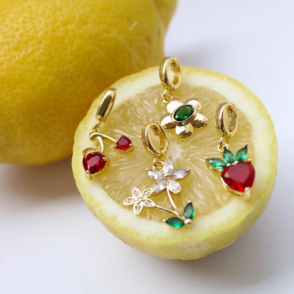 Strawberry Zirconia Charm Gold Plated [Villa Valentina]
