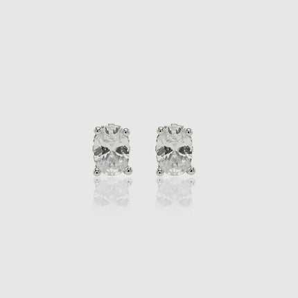 Solitaire stud oval earrings